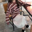 Striped Sweater / High Waist Midi Skirt