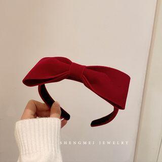 Bow Velvet Headband 1 Pc - Red - One Size
