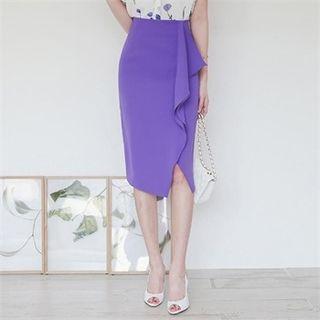 Ruffle-front Pencil Skirt