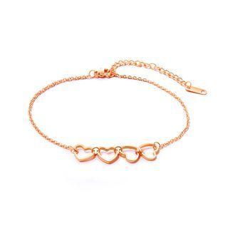 Simple And Romantic Plated Rose Gold Hollow Heart 316l Stainless Steel Anklet Rose Gold - One Size