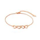 Simple And Romantic Plated Rose Gold Hollow Heart 316l Stainless Steel Anklet Rose Gold - One Size