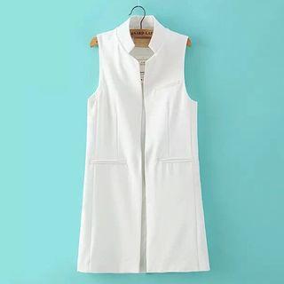 Open-front Sleeveless Long Jacket