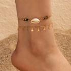 Set Of 2: Star Charm Anklet 22122 - Gold - One Size