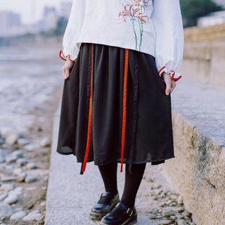 Strap A-line Midi Skirt