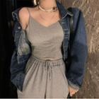 Denim Jacket / Spaghetti Strap Top / Sweatpants