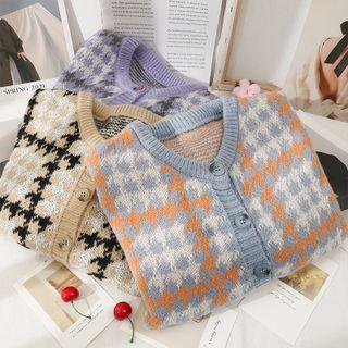 Houndstooch Crew-neck Cardigan