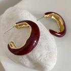 Alloy Open Hoop Earring K59 - 1 Pair - Wine Red - One Size