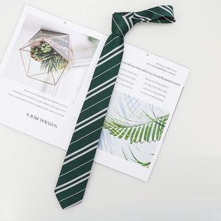 Striped Neck Tie White Stripes - Green - One Size