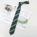 Striped Neck Tie White Stripes - Green - One Size