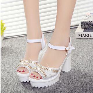 High Heel Rhinestone Sandals