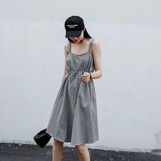 Drawstring Waist Midi A-line Dress
