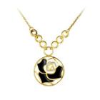 Elegant Plated Gold Rose Necklace With Austrian Element Crystal Golden - One Size