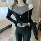 Cold-shoulder Panel Knit Top