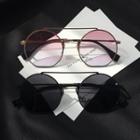 Double-bridge Metal Frame Round Sunglasses