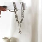 Alloy Letter W Pendant Layered Necklace Necklace - One Size