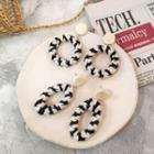 Yarn Hoop / Oval Dangle Earring 1 Pair - Silver Needle - As Shown In Figure - One Size