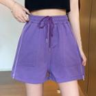 High-waist Zip-side Wide-leg Shorts