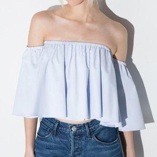 Off Shoulder 3/4 Sleeve Ruffled Blouse