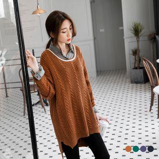 Oversize Cable Knit Sweater Dress