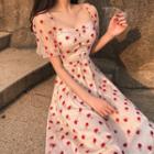 Strawberry Short-sleeve Midi A-line Dress