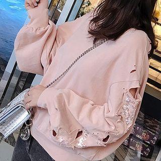 Sequined Cutout Sweatshirt