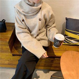 Scarf Panel Sweater Khaki - One Size