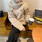 Scarf Panel Sweater Khaki - One Size