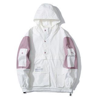 Lettering Print Cargo Hoodie