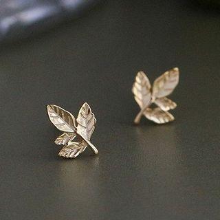 Leaf Sterling Silver Earring 1 Pair - Gold - One Size