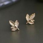 Leaf Sterling Silver Earring 1 Pair - Gold - One Size