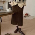 Deep-slit Long Corduroy Skirt