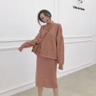 Set: Mock-neck Sweater + Knit H-line Skirt