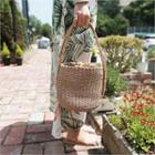 Drawcord Woven Straw Basket Bag