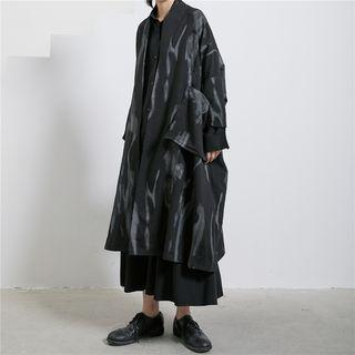 Printed Midi Open Front Jacket Black - One Size