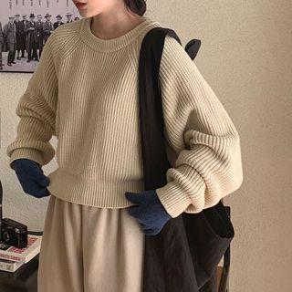 Ribbed Knit Sweater Off-white - One Size