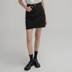 Plain A-line Cotton Miniskirt