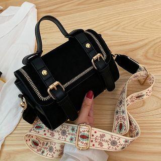 Floral Strap Faux Suede Mini Satchel