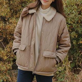 Collared Fleece-lined Quilted Jacket