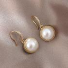 Rhinestone Faux Pearl Dangle Earring 1 Pair - Gold Trim - Faux Pearl - White - One Size