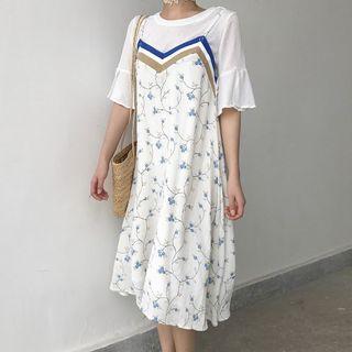 Spaghetti Strap Chiffon Dress / Short-sleeve T-shirt