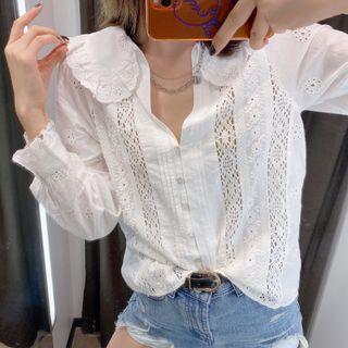 Collared Eyelet Blouse
