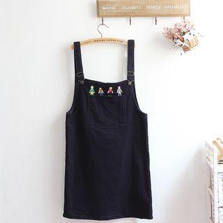 Embroidered Corduroy Jumper Dress