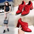 Chunky-heel Pointy-toe Lace-up Shoe Boots