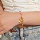 Layered Hexagon Charm Bracelet Gold - One Size
