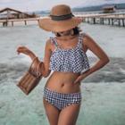 Mock Two Piece Frilled Trim Swimsuit