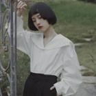 Long-sleeve Lace Collar Shirt As Shown In Figure - One Size