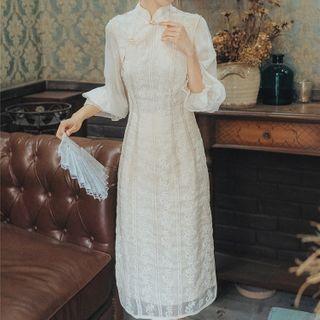 Flare-sleeve Lace Qipao Dress