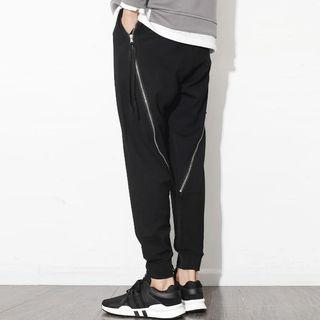 Drawstring Zip-back Jogger Pants