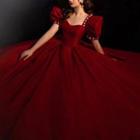 Puff-sleeve Sweetheart Neckline Ball Gown