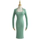 Long-sleeve Halter-neck Sheath Dress